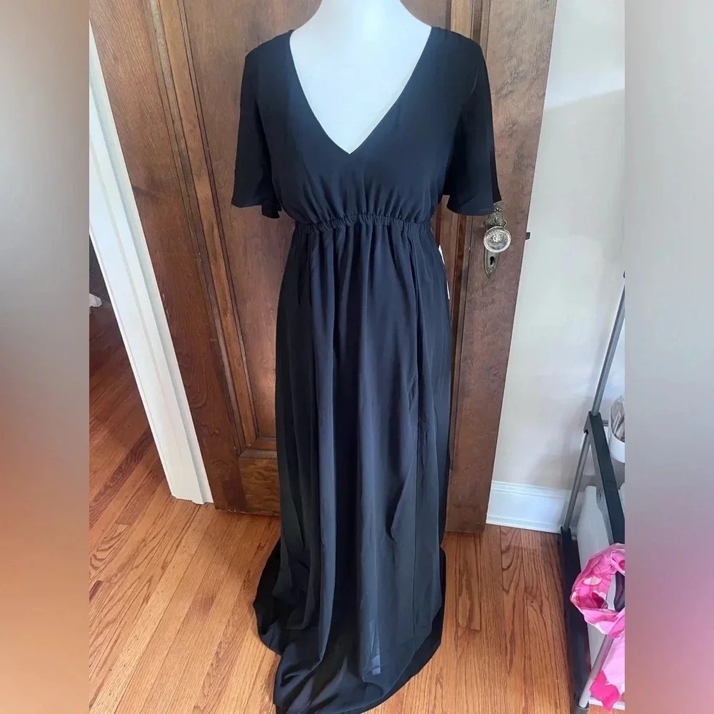NWT Show‎ Me Your Mumu Long Black Short Sleeve Dress Women Size XXS